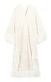 By Malene Birger Clarrie Feather-trimmed Crepe Maxi Dress In Off-white
