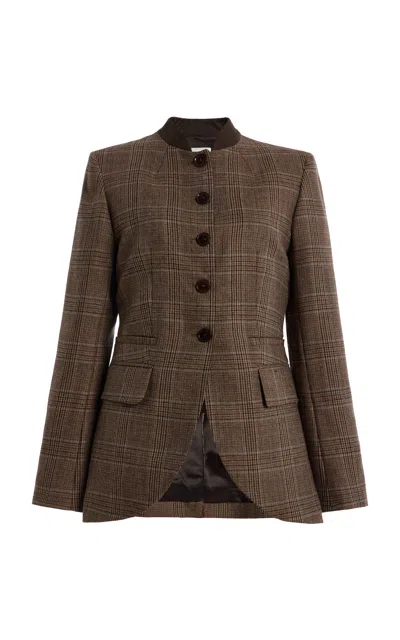 By Malene Birger Claye Checked Virgin Wool Jacket In Brown