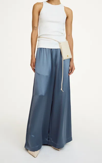 By Malene Birger Clorella Satin Wide-leg Trousers In Blue