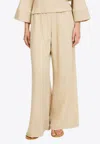 By Malene Birger Darja Textured Straight-leg Trousers In Beige