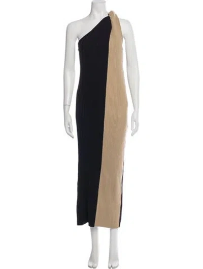 Pre-owned By Malene Birger Colorblock Pattern Long Dress In Blue