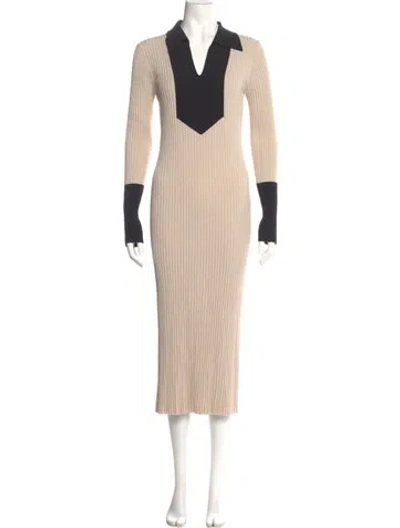Pre-owned By Malene Birger Colorblock Pattern Long Dress In Neutral