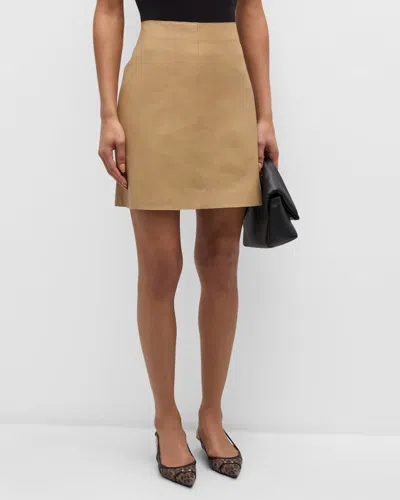 By Malene Birger Coras Leather A-line Mini Skirt In Sand Beige