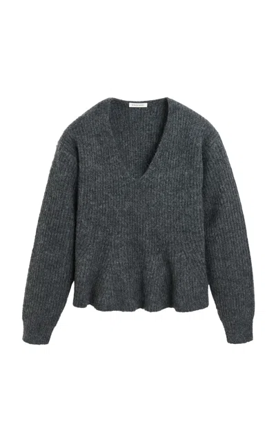 By Malene Birger Cova Flared Knit Wool-blend Sweater In Gray