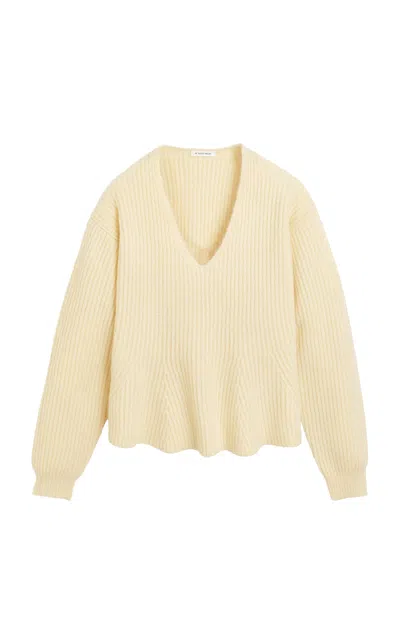 By Malene Birger Cova Flared Knit Wool-blend Sweater In Ivory