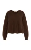 By Malene Birger Cova Peplum Wool Top In Brown