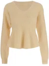 By Malene Birger Peplum-hem Knit Top In Neutrals