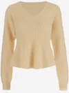 By Malene Birger Peplum-hem Knit Top In Yellow