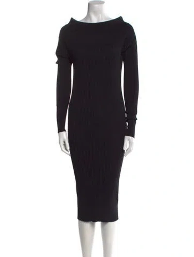Pre-owned By Malene Birger Cowl Neck Knee-length Dress In Black