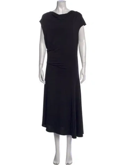 Pre-owned By Malene Birger Cowl Neck Midi Length Dress In Black