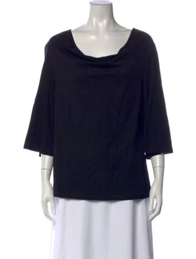 Pre-owned By Malene Birger Cowl Neck Three-quarter Sleeve Top In Black