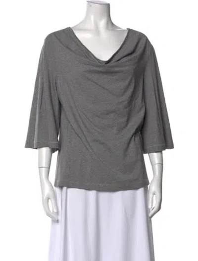 Pre-owned By Malene Birger Cowl Neck Three-quarter Sleeve Top In Gray