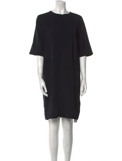 Pre-owned By Malene Birger Crew Neck Knee-length Dress In Black