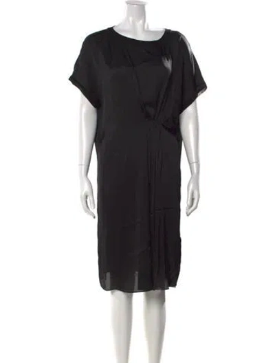 Pre-owned By Malene Birger Crew Neck Knee-length Dress In Black