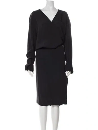 Pre-owned By Malene Birger Crew Neck Knee-length Dress In Black