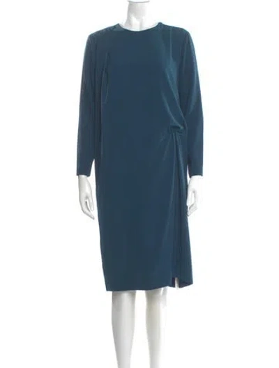 Pre-owned By Malene Birger Crew Neck Knee-length Dress In Blue