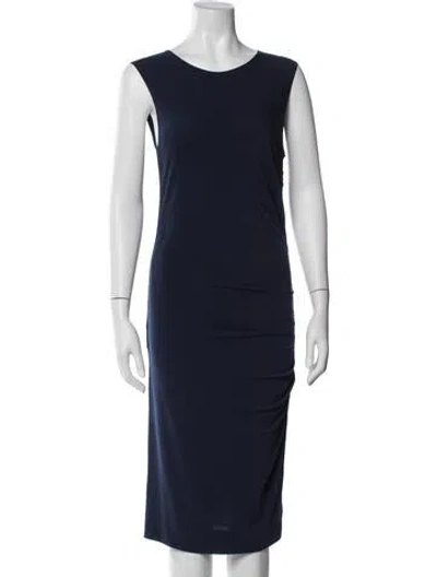 Pre-owned By Malene Birger Crew Neck Knee-length Dress In Blue