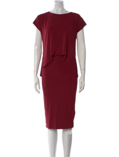 Pre-owned By Malene Birger Crew Neck Knee-length Dress In Burgundy