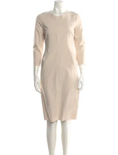 Pre-owned By Malene Birger Crew Neck Knee-length Dress In Neutral