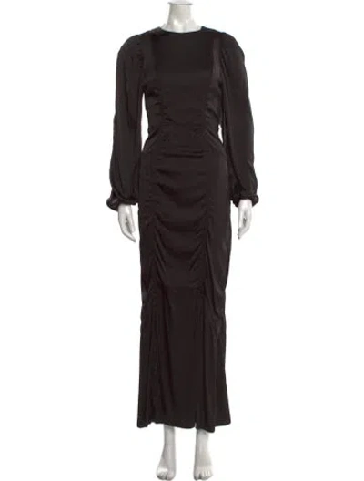 Pre-owned By Malene Birger Crew Neck Long Dress In Black