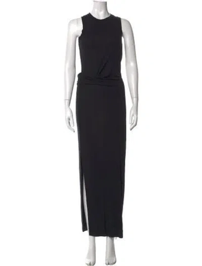 Pre-owned By Malene Birger Crew Neck Long Dress In Black