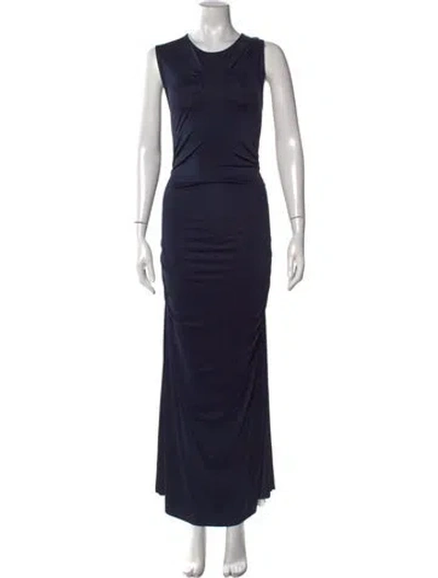 Pre-owned By Malene Birger Crew Neck Long Dress In Blue