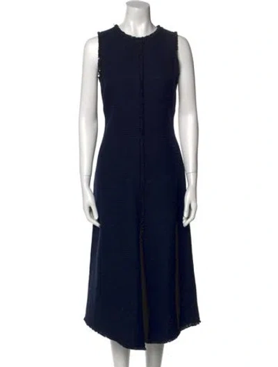 Pre-owned By Malene Birger Crew Neck Long Dress In Blue