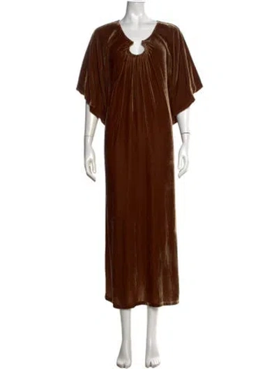 Pre-owned By Malene Birger Crew Neck Long Dress In Brown