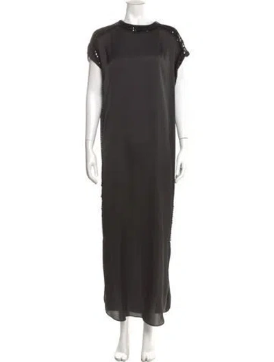 Pre-owned By Malene Birger Crew Neck Long Dress In Gray