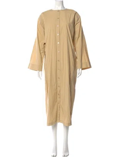 Pre-owned By Malene Birger Crew Neck Long Dress In Neutral