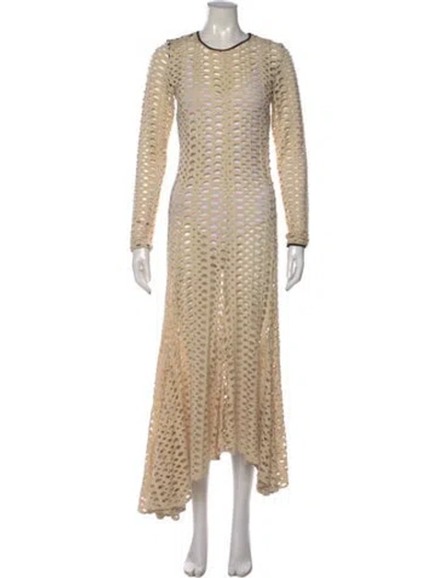 Pre-owned By Malene Birger Crew Neck Long Dress In Neutral