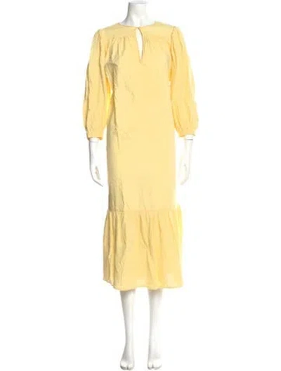Pre-owned By Malene Birger Crew Neck Long Dress In Yellow