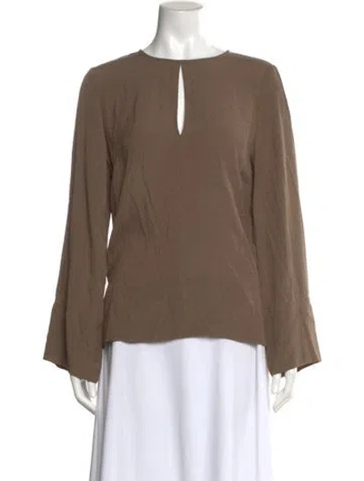 Pre-owned By Malene Birger Crew Neck Long Sleeve Blouse W/ Tags In Brown