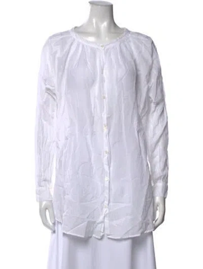 Pre-owned By Malene Birger Crew Neck Long Sleeve Blouse In White