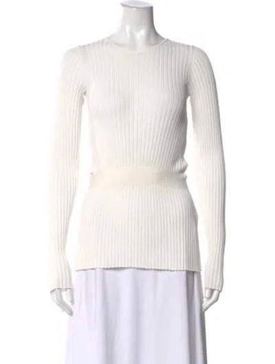 Pre-owned By Malene Birger Crew Neck Long Sleeve Top In White