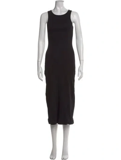 Pre-owned By Malene Birger Crew Neck Midi Length Dress In Black
