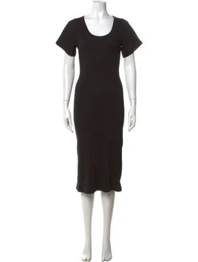 Pre-owned By Malene Birger Crew Neck Midi Length Dress In Black