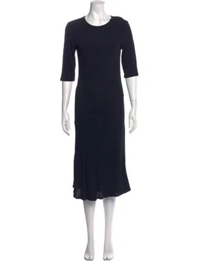 Pre-owned By Malene Birger Crew Neck Midi Length Dress In Blue
