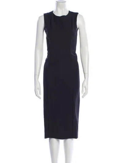 Pre-owned By Malene Birger Crew Neck Midi Length Dress In Blue