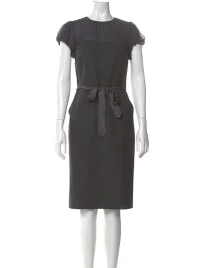 Pre-owned By Malene Birger Crew Neck Midi Length Dress In Gray