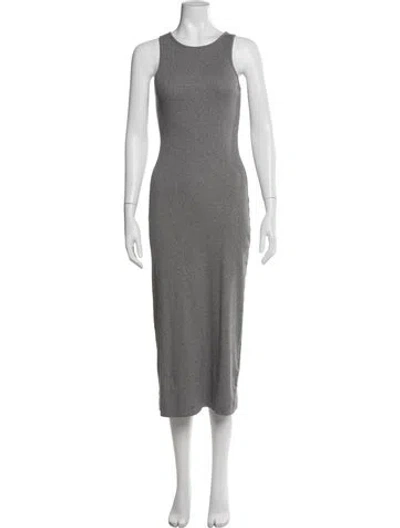 Pre-owned By Malene Birger Crew Neck Midi Length Dress In Gray