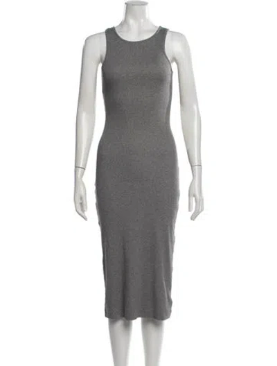 Pre-owned By Malene Birger Crew Neck Midi Length Dress In Grey