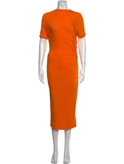 Pre-owned By Malene Birger Crew Neck Midi Length Dress In Orange
