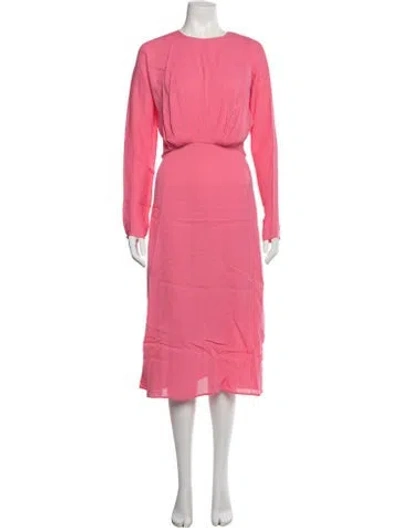 Pre-owned By Malene Birger Crew Neck Midi Length Dress In Pink
