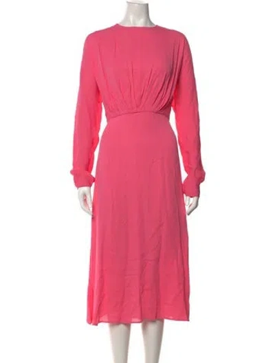 Pre-owned By Malene Birger Crew Neck Midi Length Dress In Pink