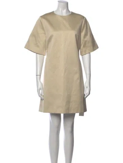 Pre-owned By Malene Birger Crew Neck Mini Dress In Brown
