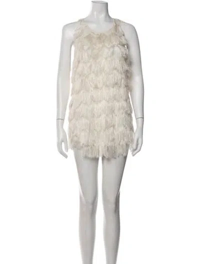 Pre-owned By Malene Birger Crew Neck Mini Dress In Neutrals