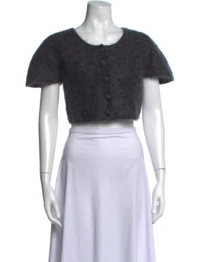 Pre-owned By Malene Birger Crew Neck Short Sleeve Crop Top In Multicolor