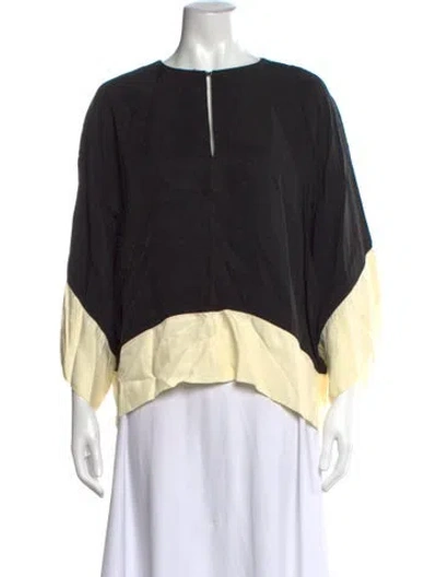 Pre-owned By Malene Birger Crew Neck Short Sleeve Top In Black