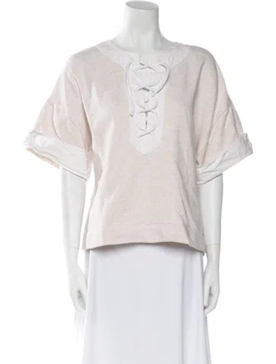 Pre-owned By Malene Birger Crew Neck Short Sleeve Top In Neutral